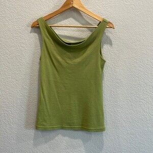 Michael Stars Y2K Vintage Green Drape Neck Tank One Size Fits Most